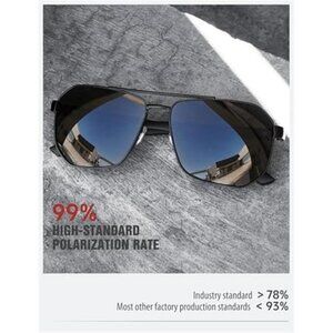 Aviator Sunglasses for Men Square Polarized Polygon Lens - UV 400